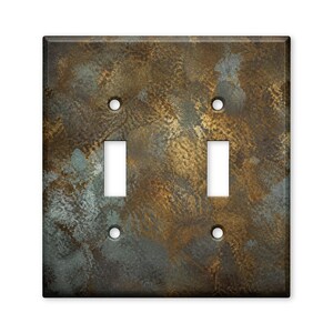 Rust Teal Abstract Patina Brown Light Switch Plate Cover Decorative Toggle Outlet GFCI Wall Plate Home Decor