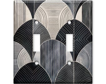 Art Deco Geometric Arch Light Switch Cover, Modern Fan Pattern Wall Plate, Contemporary Abstract Home Decor