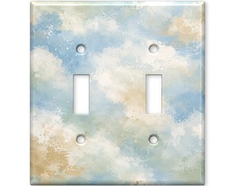 Soft Blue Abstract Light Switch Cover, Neutral Watercolor Switch Plate Cover, Modern Wall Plate, Minimalist Home Decor