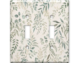 Minimalist Sage Green Botanical Light Switch Cover, Eucalyptus Leaf Switch Plate, Neutral Farmhouse Wall Plate Decor