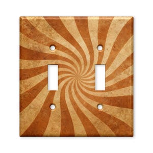 Tan Rust Sunburst Spiral Light Switch Plate Cover Decorative Toggle Outlet GFCI Wall Plate Home Decor