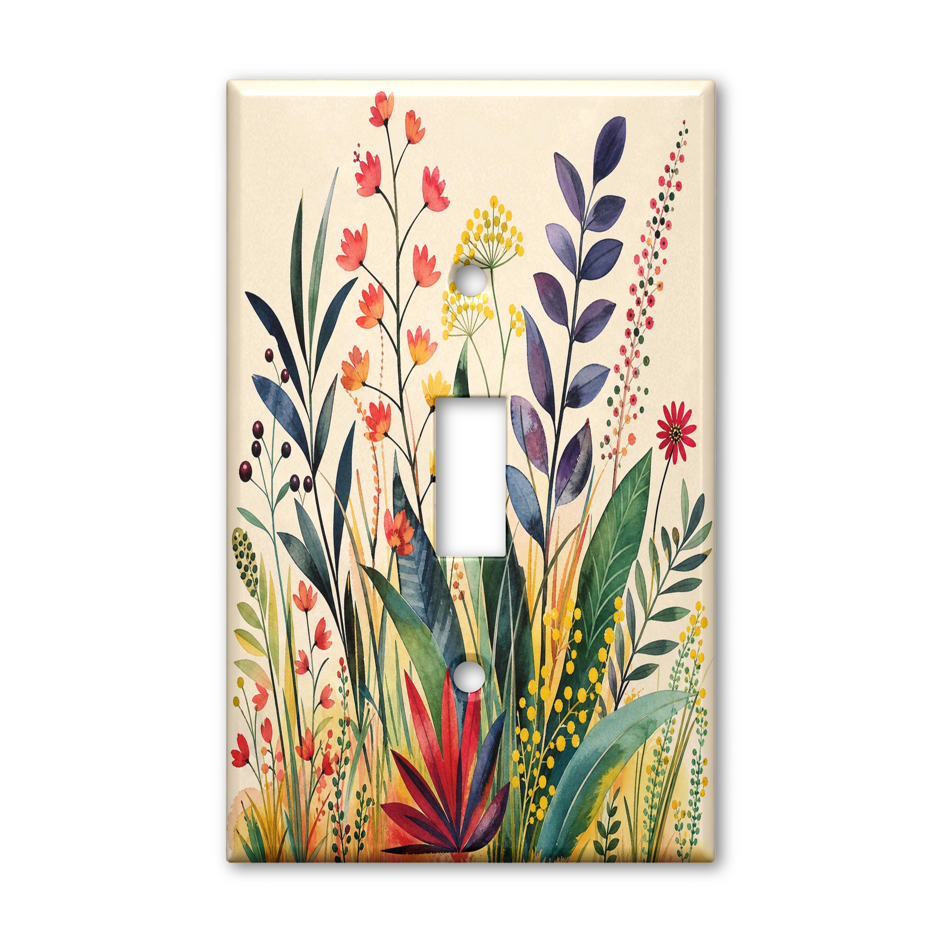 Minimal Wildflower Botanical Decorative Light Switch Plate Cover for Toggle