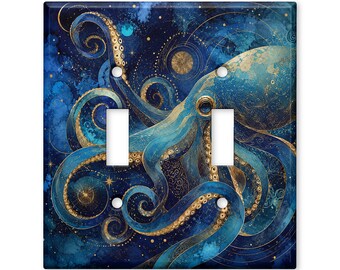 Octopus Light Switch Cover, Nautical Switch Plate Cover, Coastal Ocean Wall Plate, Sea Life Home Decor, Deep Sea Artwork