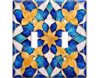 Moroccan Mosaic Light Switch Cover, Geometric Tile Wall Plate, Mediterranean Home Decor, Ornamental Switch Plate Cover