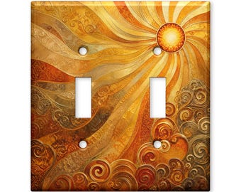 Golden Sun Rays Decorative Switch Plate Cover Yellow Light Switch Outlet Cover Floral Home Decor Wall Plate Housewarming Gift
