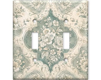 Vintage French Floral Light Switch Cover, Shabby Chic Switch Plate Cover, Antique Botanical Wall Plate, Farmhouse Decor