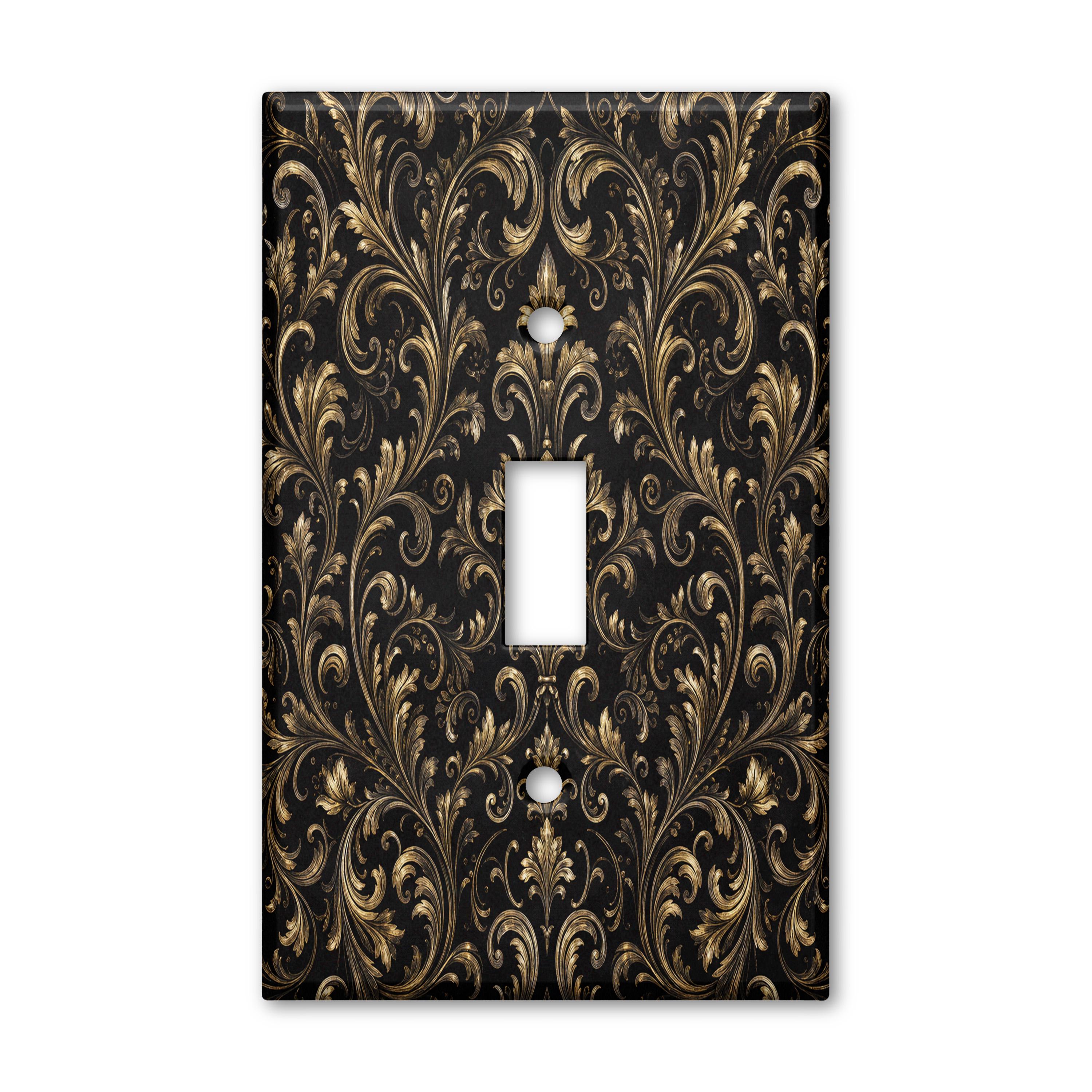 Black Gold Victorian Vine Light Switch Plate Cover Decorative Toggle Outlet GFCI