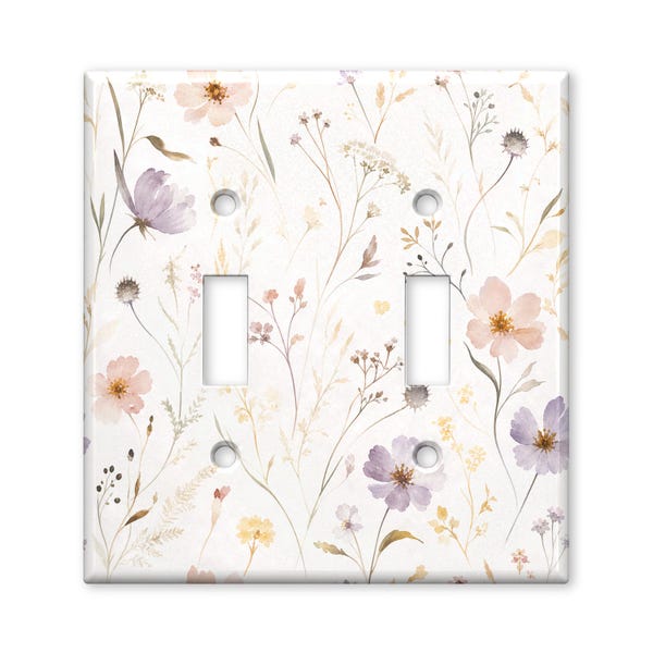 Soft Pastel Wildflower Meadow Light Switch Plate Cover Decorative Toggle Outlet Wall Plate