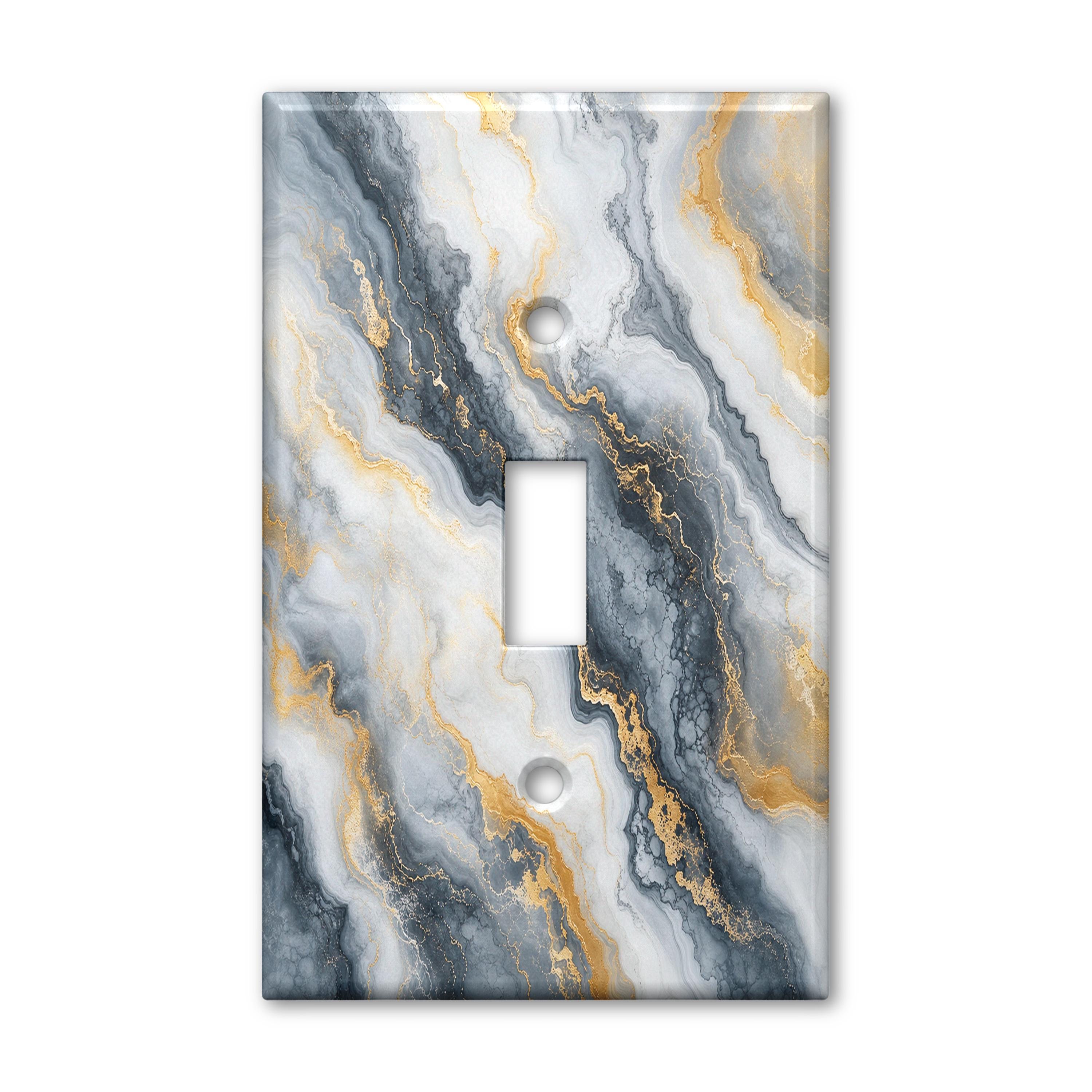 Blue Gray Gold Marble Geode Light Switch Plate Cover Decorative Toggle Outlet