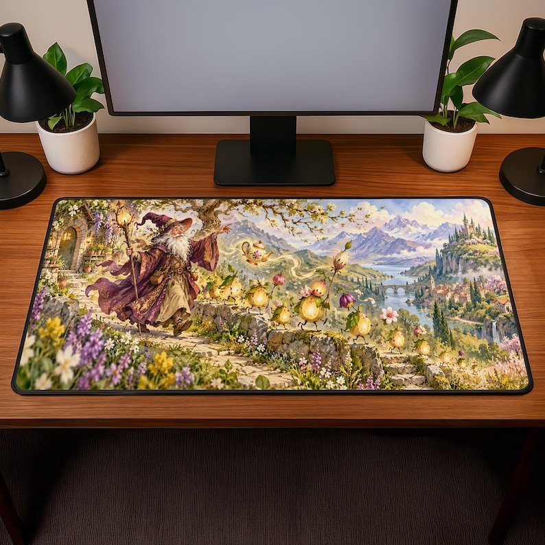 Wizard Walking Teapot Meadow Desk Mat Mouse Pad With Whimsical Tea ...