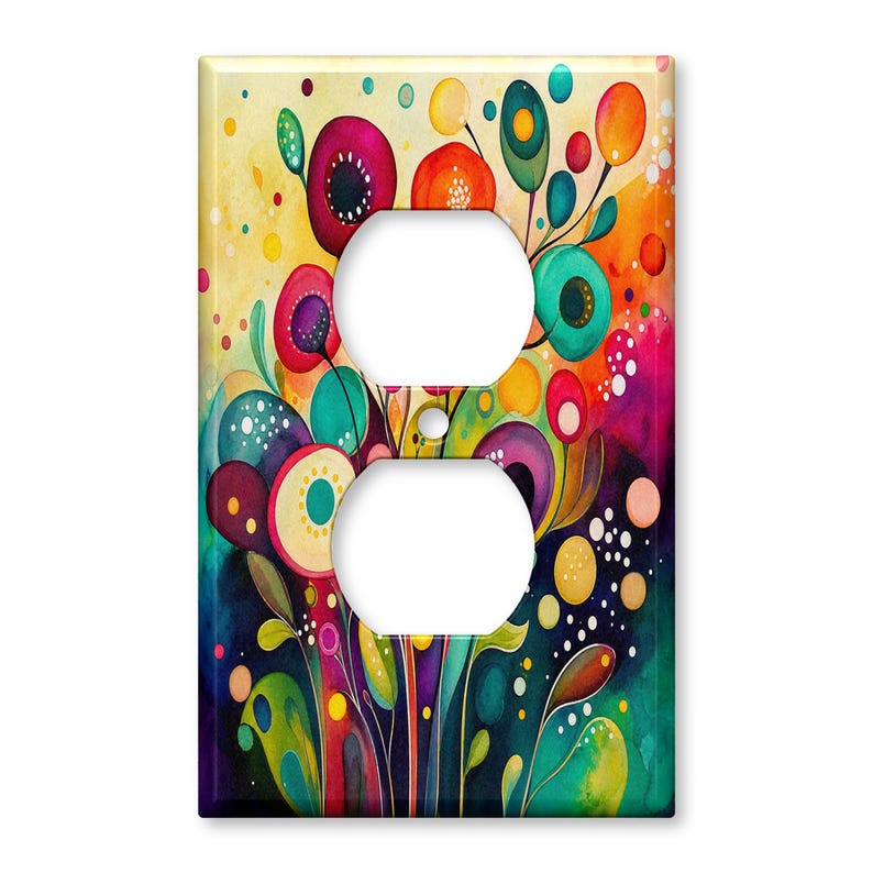 Colorful Dotted Flower Tree Decorative Light Switch Plate Cover for ...