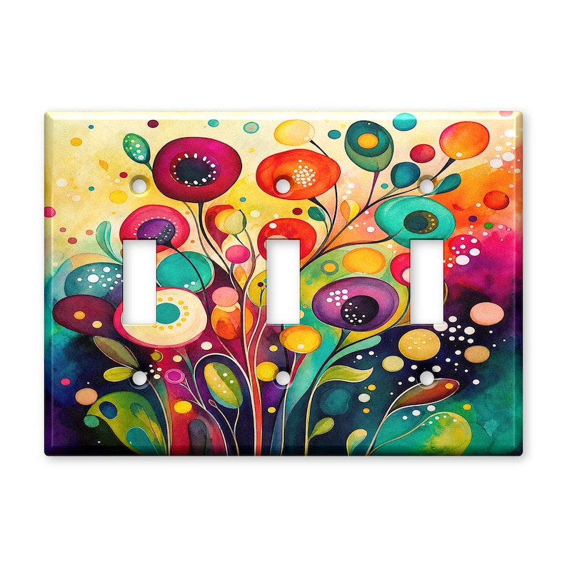 Colorful Dotted Flower Tree Decorative Light Switch Plate Cover for ...