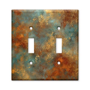 Turquoise Rust Abstract Patina Brown Light Switch Plate Cover Decorative Toggle Outlet GFCI Wall Plate Home Decor