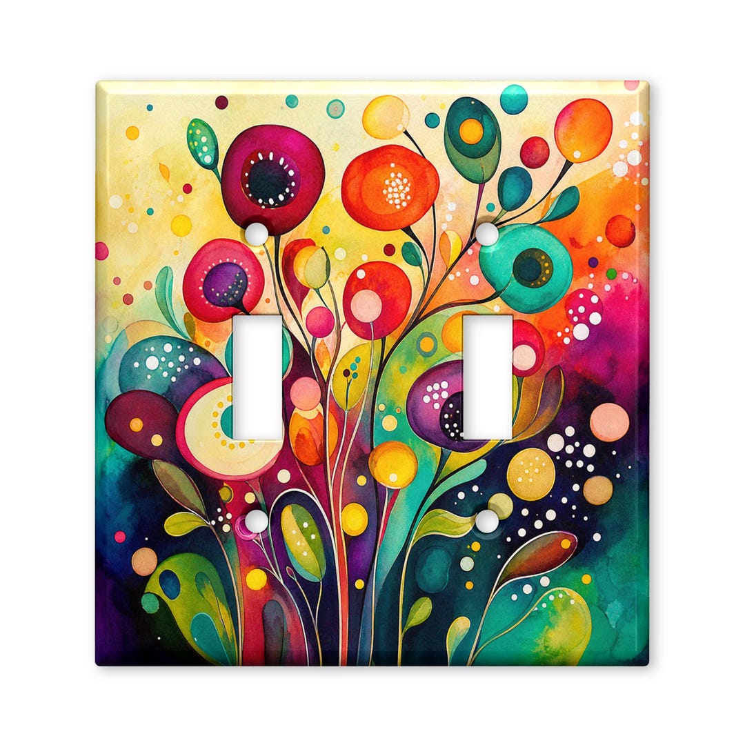 Colorful Dotted Flower Tree Decorative Light Switch Plate Cover for ...
