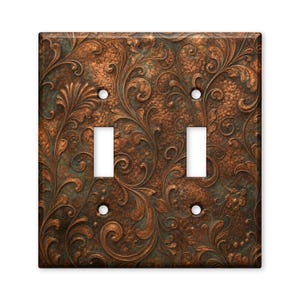 Embossed Copper Damask Orange Switch Plate Cover Decorative Light Switch Wall Outlet Cover Boho Home Decor
