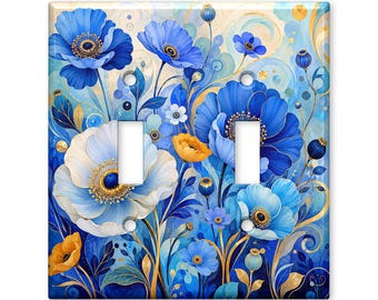 Botanical Wildflower Double Light Switch Cover, Elegant Floral Garden Wall Plate Decor, Cottagecore Home Accent