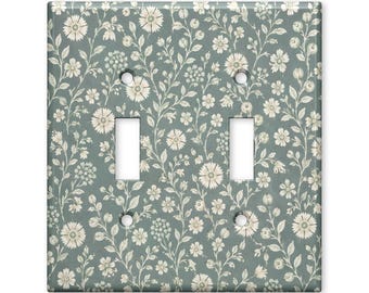 Sage Green Floral Switch Plate Cover, Vintage Cottagecore Light Switch Cover, Botanical Wall Plate, Farmhouse Home Decor