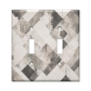 Gray Diamond Patchwork Tile Light Switch Plate Cover Decorative Toggle Outlet GFCI Wall Plate Home Decor