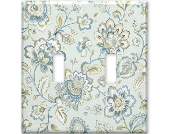 Blue Floral Switch Plate Cover, Vintage Botanical Light Switch Cover, Cottagecore Wall Plate, Soft Blue Flower Home Decor