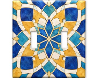 Art Deco Stained Glass Double Light Switch Cover