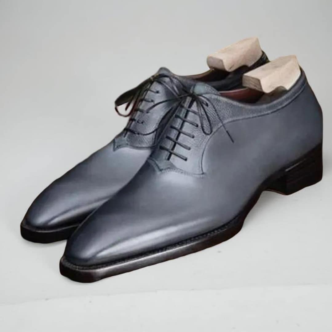 Gray Leather Dress Shoes Bugatti Laziano Comfort Dark Grey Premium Leather  Comfort Derby Formal