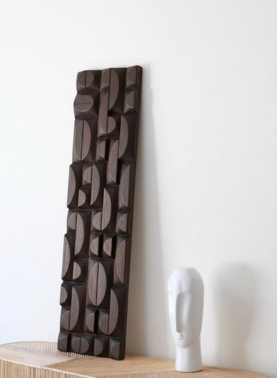 Wood Carving Unique Wall Art: Mid Century Modern Decor for Housewarming Gift