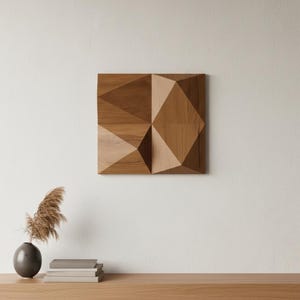 Geometrische Holzschnitzerei Wandbehang: Modernes handgemachtes Wohndekor