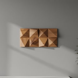 手作りの抽象的な木彫りの壁アート：現代的な壁掛け