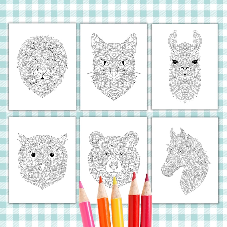 Mandala Animals Coloring Book, 20 Printable Pages (PDF) - Etsy