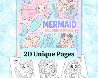 Dibujos para colorear de sirenas, hojas para colorear de fantasía, PDF imprimible