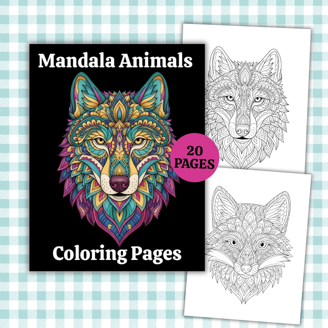 Mandala Animals Coloring Book, 20 Printable Pages (PDF) - Etsy