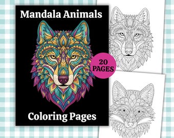 Mandala Animals Coloring Book, 20 Printable Pages (PDF)