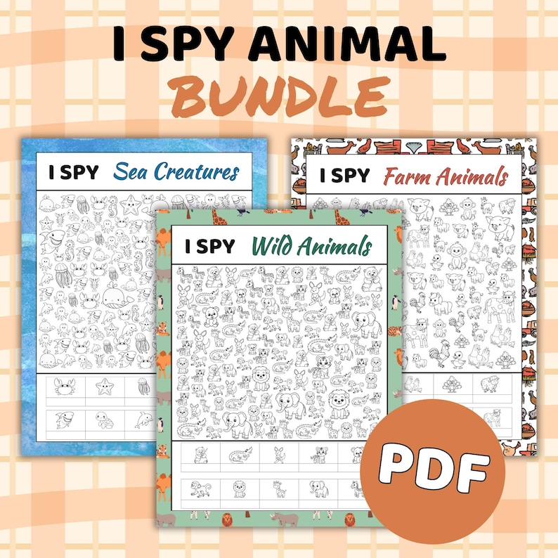 I Spy Animal Coloring Pages Bundle, Printable Activity for Kids - Etsy