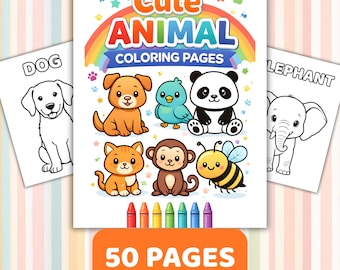 50 eenvoudige dieren kleurplaten voor kinderen, afdrukbare pdf-kleurplaat