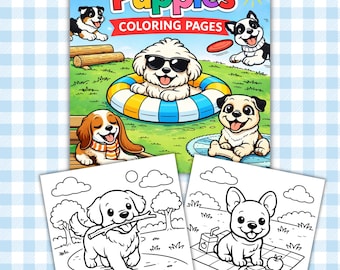 Puppies Coloring Pages, Printable Dog Coloring Book For Kids & Adults