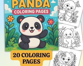パンダの塗り絵、印刷可能な動物の塗り絵、PDF