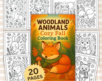 Woodland Animals Cozy Fall Coloring Book, Printable Fall Activity for Kids & Adults, PDF