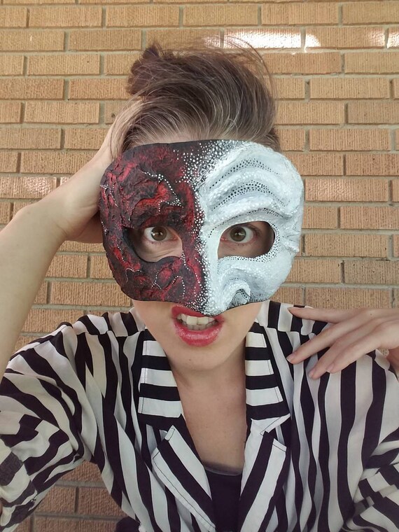 Red and Blue Mask- Men/'s Mask Woman/'s Mask Feather Mask Jungle Mask Masquerade Mask