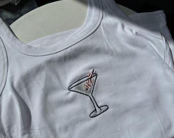 Baseball Martini Embroidered Tank Top | Baseball Lover Shirt | Game Day Tank | Baseball Mom Gift | Sports Martini Shirt | Coastal Sports