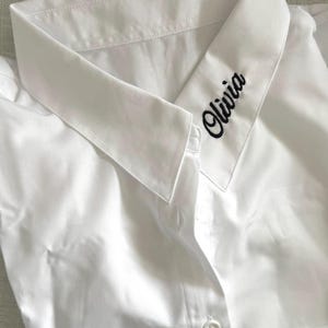 Personalized Embroidered Button Down Shirt | Custom Name Collar Cuff Pocket | Bridal Bridesmaid Coastal Style