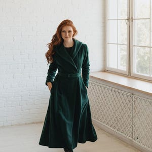 Burgundy Wool Coat for Women - Hooded Long Winter Jacket