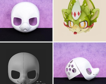 Máscara de calavera ligera con estampado 3D original de Green Bean Ice, estilo japonés Kemono, para cosplay, manualidades de arte peludo personalizadas.