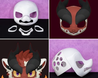 Japanese Style Angry Dragon Fursuit Head Base 3D Printed Lightweight Furry Mask Shell Ventilation Fixed Jaw DIY Base For Creators
