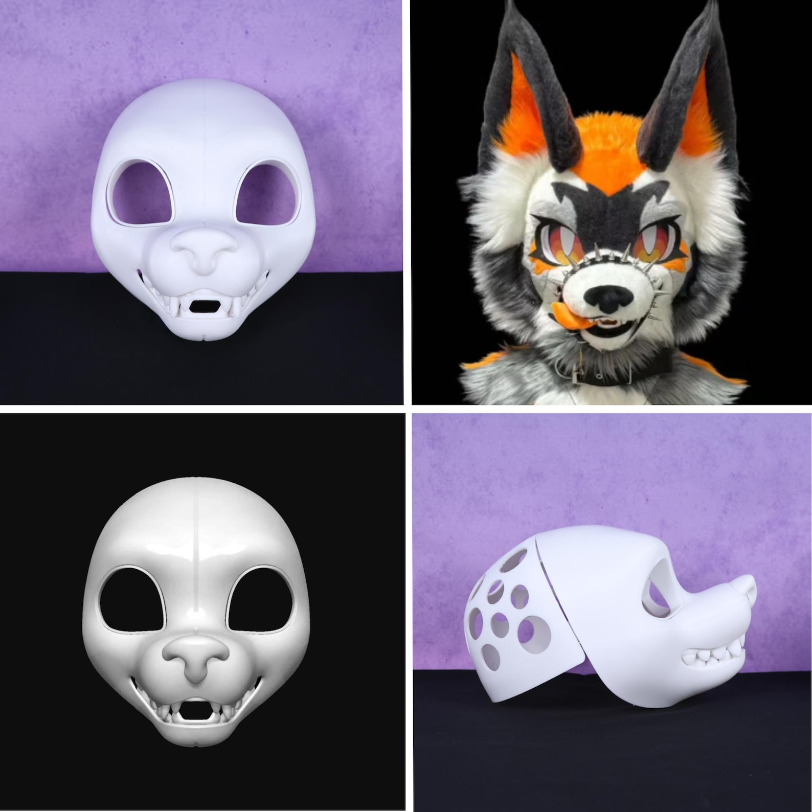 American Style Wolf Dog Furry Mask Base 3D Printed Modular Canine ...