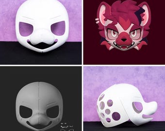 Base para fursuit impresa en 3D, máscara peluda ligera, capa frontal, cúpula trasera, grandes aberturas para los ojos, estructura ventilada para la creación de cabezas para cosplay DIY