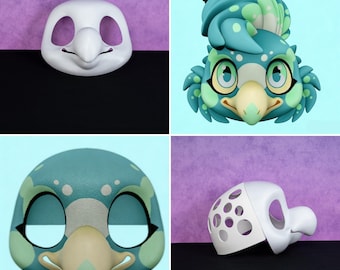Base para cabeza de disfraz de pájaro Kemono, impresa en 3D, estilo loro, máscara en blanco DIY, base ligera y ventilada de dos piezas para creadores de peludos, Creators FX