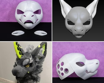 Base de cabeza de perro de estilo japonés, original, impresa en 3D, ligera, para disfraz de perro, base DIY para constructores de disfraces de cosplay Kemono Furry