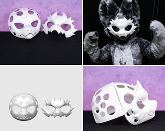 Máscara de dragón japonés, base para cabeza de fursuit, impresa en 3D, carcasa de cabeza peluda, ligera, accesorio de cosplay DIY, tocado de disfraz de criatura fantástica