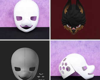 Base para cabeza de fursuit estilo Doberman, máscara impresa en 3D para cosplay, creadores de bricolaje, base artesanal ligera con acabado hecho a mano para la construcción de fursuits personalizados.