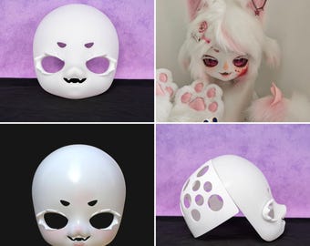 Kig Style Fursuit Skull Little Devil Base Polyester Furry Cosplay Mask Head Anime Kemono Animal Prop Craft Supplies Halloween Costume Party